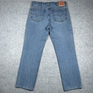 Levis 516 Denim jeans men's size 38x34 (34x29) Blue washed straight leg zip Flap
